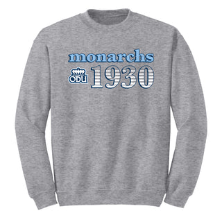 Old Dominion University Monarchs Throwback Year Stripe Heavy Blend Crewneck - Sport Grey