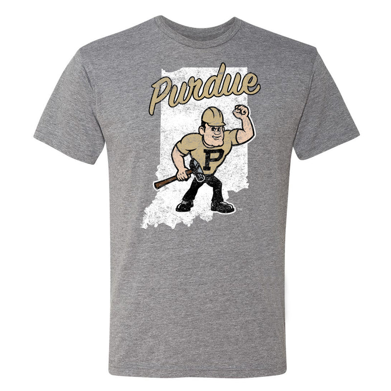 Purdue IN Silhouette Pete Triblend Tee - Premium Heather