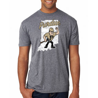 Purdue IN Silhouette Pete Triblend Tee - Premium Heather