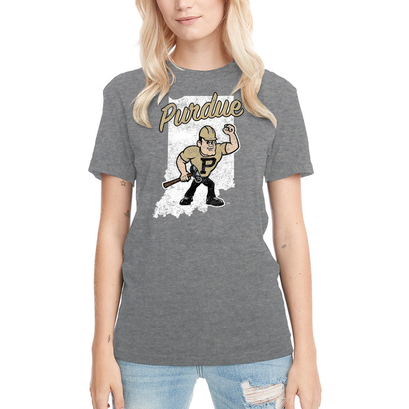 Purdue IN Silhouette Pete Triblend Tee - Premium Heather