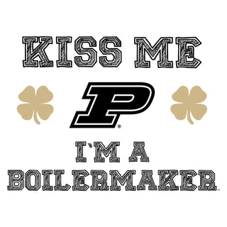 Purdue University Boilermakers Kiss Me I'm a Boilermaker Basic Cotton Short Sleeve T Shirt - White