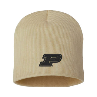 Purdue Primary Logo Solid Knit Beanie - Camel