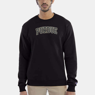 Purdue Arch Applique Champion Powerblend Crewneck - Black