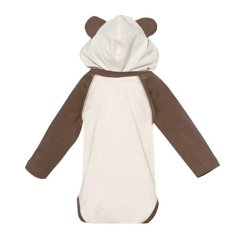 BGSU Primary Logo Infant Long Sleeve Bear Ears Creeper - Natural/Brown