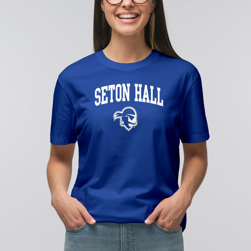 Seton Hall University Pirates Arch Logo Short Sleeve T Shirt - Royal