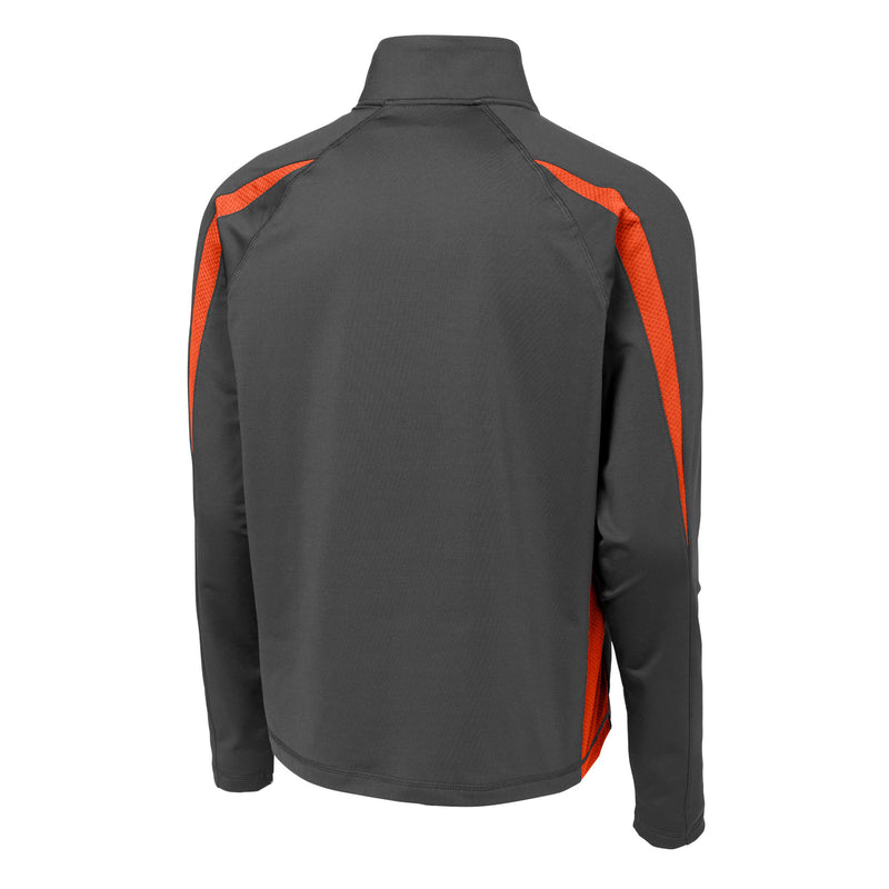 BGSU Primary Logo Stretch 1/2-Zip Colorblock Pullover - Charcoal/Orange