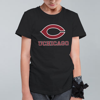 UChicago Primary Logo 2-Color Youth T-Shirt - Black