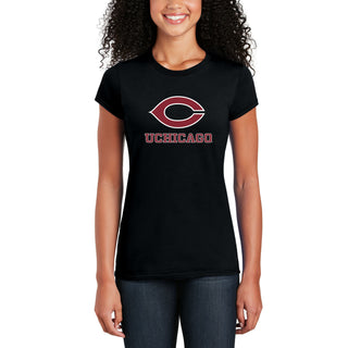 UChicago Primary Logo 2-Color Women's T-Shirt - Black