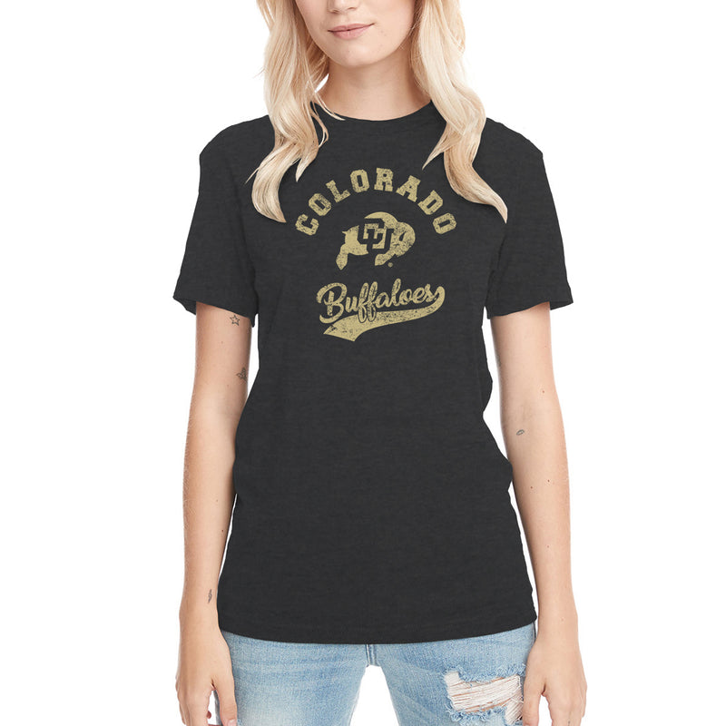 University of Colorado Buffaloes Retro Script Triblend T Shirt - Vintage Black