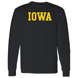 University of Iowa Hawkeyes Basic Block Long Sleeve T Shirt - Black