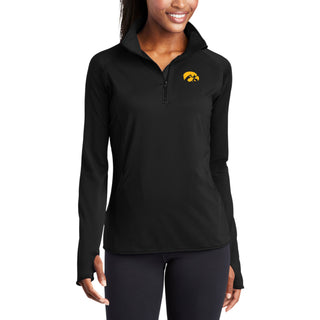 Iowa Tigerhawk EMB LC Womens Stretch 1/4-Zip - Black