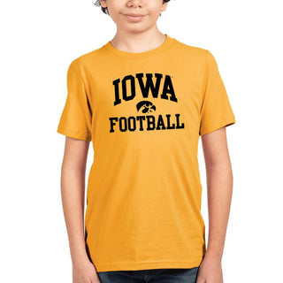 Iowa Arch Logo Football NLA Youth T-Shirt - Gold