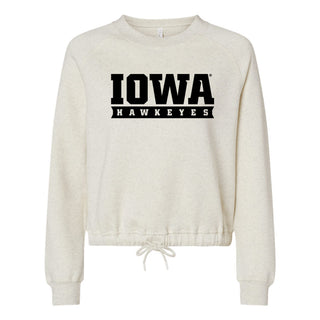 Iowa Combination Mark Women's Cinched Boxy Crew - Natural Heather