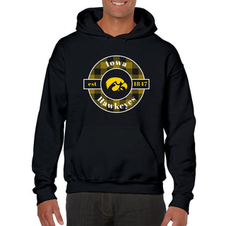 Iowa Plaid Circle Hoodie - Black