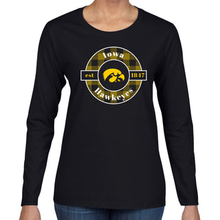 Iowa Plaid Circle Women's Long Sleeve - Black