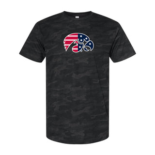 Iowa Patriotic Tigerhawk Fine Jersey T-Shirt - Storm Camo