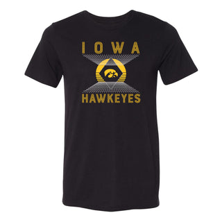 Iowa Hawkeyes Vaporwave Grid Triblend T Shirt - Solid Black