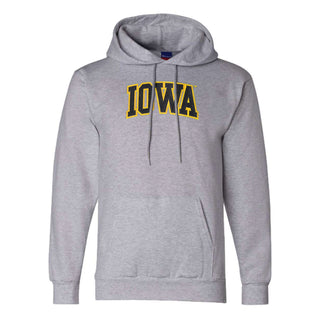 Iowa Arch Applique Champion Powerblend Hoodie - Light Steel