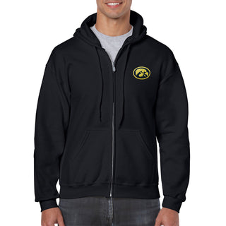 Iowa Oval Logo Patch Full Zip Sweatshirt - Black