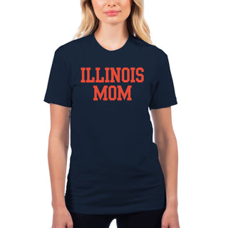 Illinois Fighting Illini Basic Block Mom Premium Cotton T Shirt - Midnight Navy