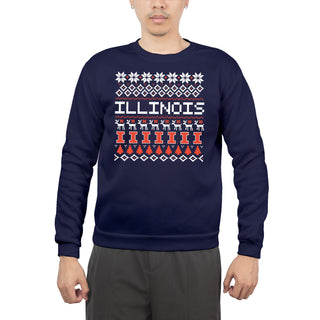 Illinois Holiday Sweater Crewneck - Navy