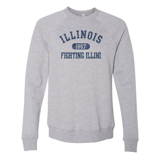 Illinois Athletic Arch Sponge Fleece Raglan Crewneck - Athletic Heather