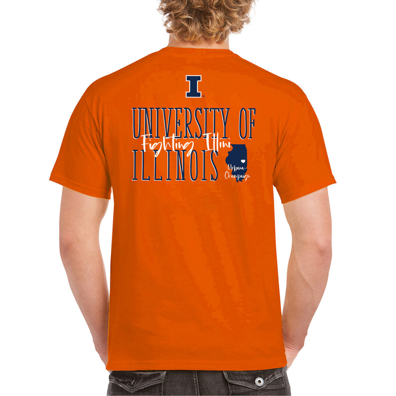 Illinois Tall Type Tag T-Shirt - Orange
