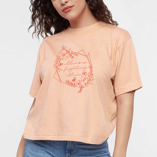 Illinois Geo Floral Women's Boxy Tee - Peachy