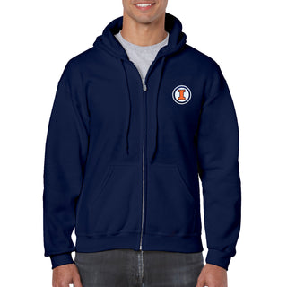 Illinois Circle Logo Patch Full Zip Sweatshirt - Navy