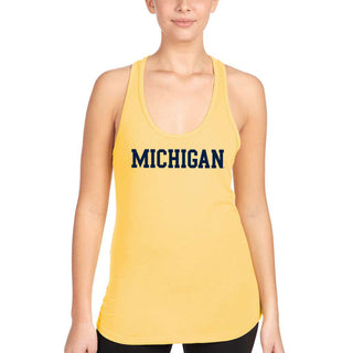 University of Michigan Wolverine's Basic Block Women's Racerback Tank - Banana Cream