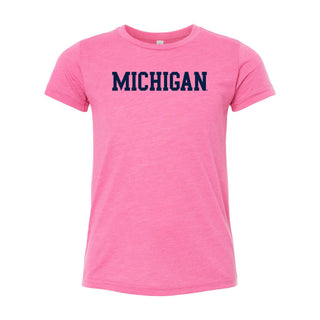 Block Michigan Youth Triblend T-Shirt - Charity Pink