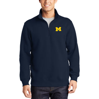 Michigan Block M EMB 1/4-Zip Sweatshirt - True Navy