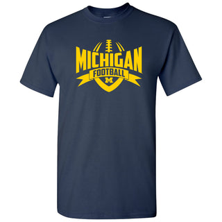 University of Michigan Wolverines Football Rush Basic Cotton T-Shirt - Navy