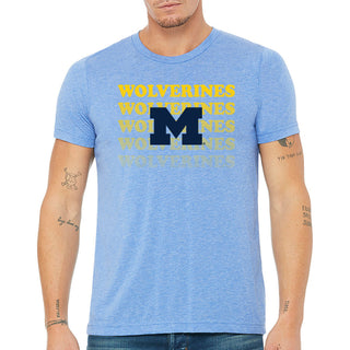 Michigan Graded Repeat Triblend T-Shirt - Blue Triblend