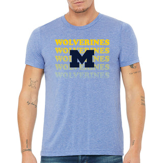 Michigan Graded Repeat Triblend T-Shirt - Blue Triblend