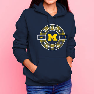 Michigan Plaid Circle Hoodie - Navy