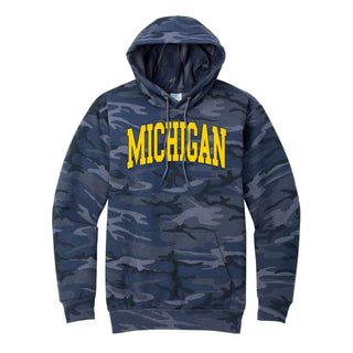 Michigan Mega Arch Camo Hoodie - Heather Navy Camo