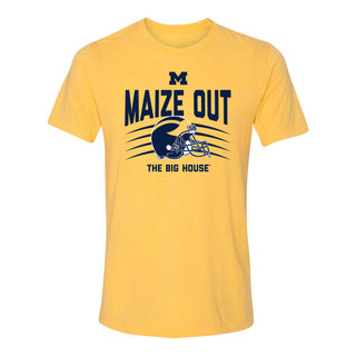 Michigan Wolverines Maize Out Helmet Scratch Triblend T-Shirt - Yellow Gold