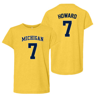 Michigan NIL Howard 7 Canvas Triblend Youth T-Shirt - Yellow Gold