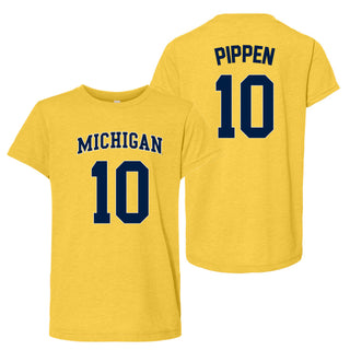 Michigan NIL Pippen 10 Canvas Triblend Youth T-Shirt - Yellow Gold