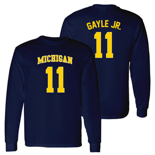 Michigan NIL Gayle Jr 11 Long Sleeve - Navy