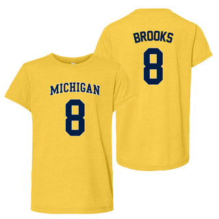 Michigan NIL Brooks 8 Canvas Triblend Youth T-Shirt - Yellow Gold