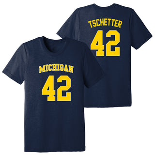 Michigan NIL Tschetter 42 Canvas Triblend T-Shirt - Solid Navy