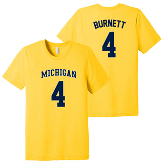 Michigan NIL Burnett 4 Canvas Triblend T-Shirt - Yellow Gold