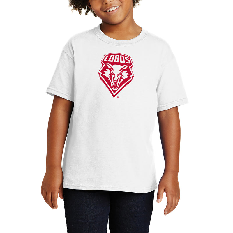 University of New Mexico Lobos Primary Logo Cotton Youth T-Shirt - White