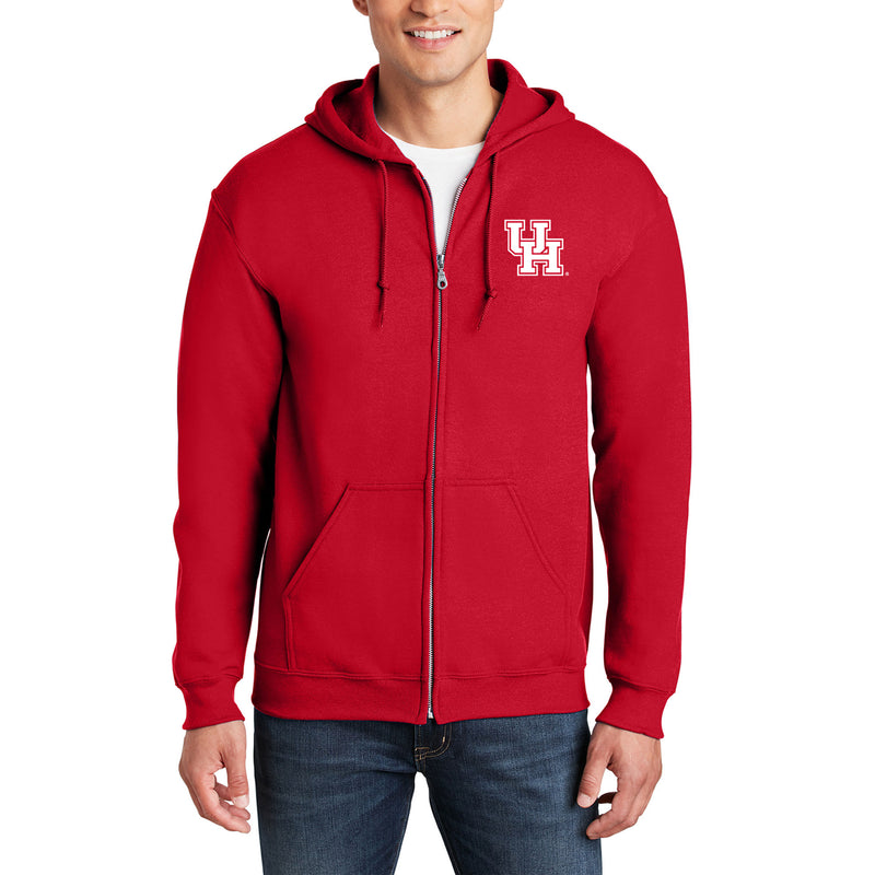 Houston Cougars Primary Logo Left Chest Zip Hoodie - Red
