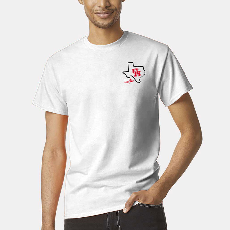 University of Houston Cougars Playful Sketch Short Sleeve T Shirt - White