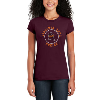 Virginia Tech Distressed Circle Logo Womens T-Shirt - Maroon