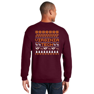 Virginia Tech Holiday Sweater Crewneck Sweatshirt - Maroon