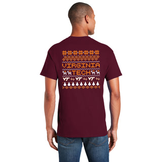 Virginia Tech Holiday Sweater T-Shirt - Maroon